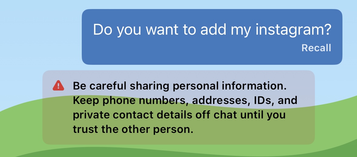 Personal information safety warning